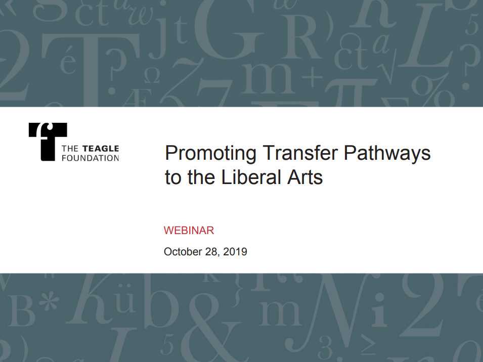 Transfer Pathways to the Liberal Arts (Webinar Recording)